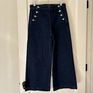 Banana Republic Women's high-rise Wide-Leg Cropped Sailor Jeans Size 29